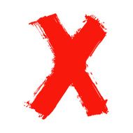 X - Red handwritten letter on white background N4
