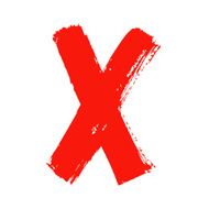 X - Red handwritten letter on white background N5