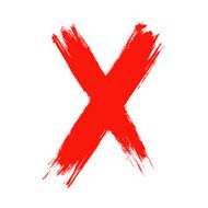 X - Red handwritten letter on white background N7