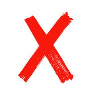 X - Red handwritten letter on white background N8