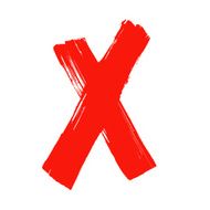 X - Red handwritten letter on white background N9