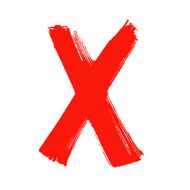 X - Red handwritten letter on white background N10