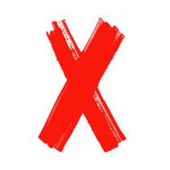 X - Red handwritten letter on white background N11