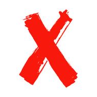 X - Red handwritten letter on white background N12