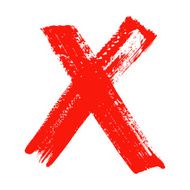 X - Red handwritten letter on white background N13
