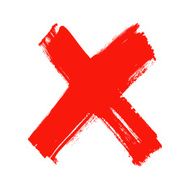 X - Red handwritten letter on white background N14