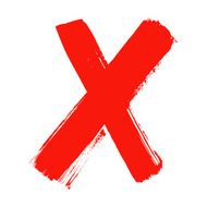 X - Red handwritten letter on white background N15
