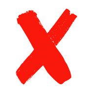 X - Red handwritten letter on white background N16