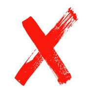 X - Red handwritten letter on white background N17