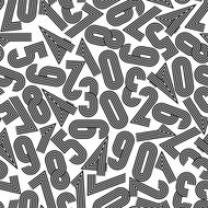 Seamless numbers background monochrome seamless pattern
