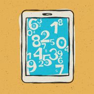 Tablet device waith abstract digits Vector illustration EPS10