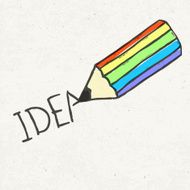 Pencil and idea word Hand-drawn illustration EPS10