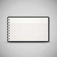 open checked notebook isolated on grey N2
