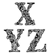 Set of letters XYZ