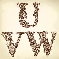 Set of letters UVW N2