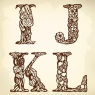 Set of letters IJKL N2