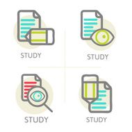 Set of line design concept icons education learning