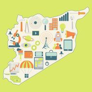 Map of Syria with technology icons