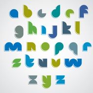 Colorful spherical comic font rounded letters