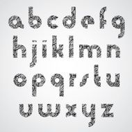 Digital style contemporary font with hand drawn curly lines