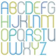 Rounded big jolly cartoon uppercase letters striped