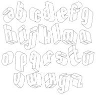Black and white 3d font single color simple letters alphabet