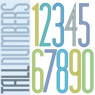 Poster tall colorful striped numbers with equal triple lines
