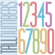 Poster tall colorful striped numbers on white background N2