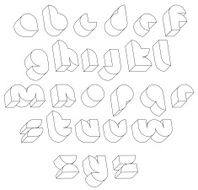 Futuristic black and white 3d font made with thin lines