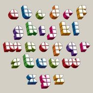 3d futuristic font made with boxes vector bright and colorful