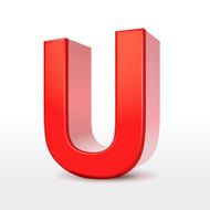 3d red letter U