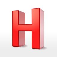 3d red letter H