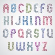 Pattern wavy colorful fashionable font upper case letters