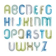 Vector striped acrylic font handwritten watercolor capitals N2