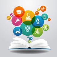 Education book with science icons N2