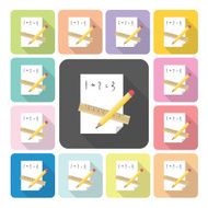 Paper with pencil and ruler Icon color set vector illustration