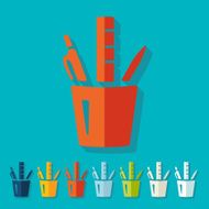 Flat design stationery tools N9