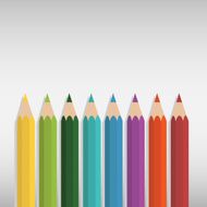 Vector of coloured pencil set with white background