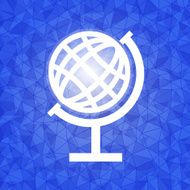 Global on blue dazzled triangle background