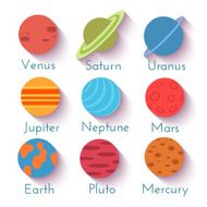 Solar system and space objects Vector set in flat style N2