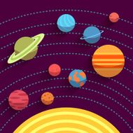 Solar system and space objects Vector set in flat style N3