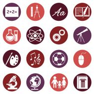 Vector Set of School Subjects Icons N3