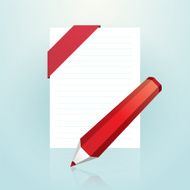 page with sticker and red pencil