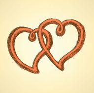 Sketch hearts in vintage style