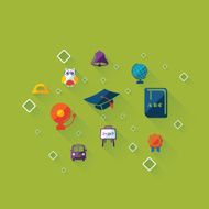 Flat concept set modern design with shadow education icons N10