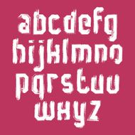 Lowercase calligraphic letters drawn with ink brush white vecto