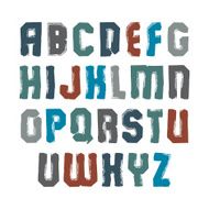 Uppercase colorful calligraphic brush letters hand-painted