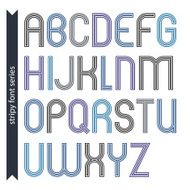 Stripy elegant poster uppercase letters calligraphic characters
