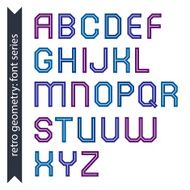 Double line geometric font retro style typeface