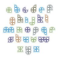 Extraordinary round vector font created from sectors